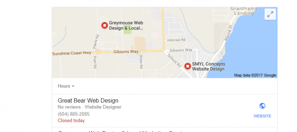 Google My Business search 3-pack results for Greymouse Services